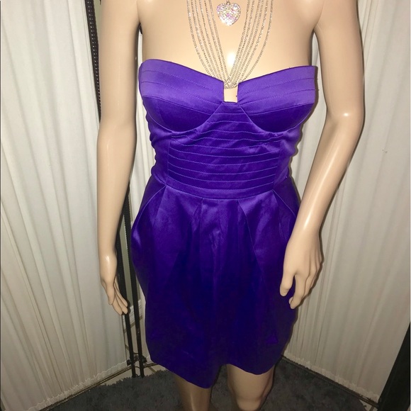 Satin Violet Sleeveless Dress - Picture 2 of 5
